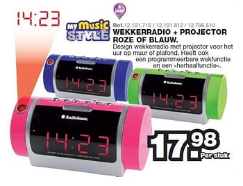 krullen Eenheid Inactief My music Style Wekkerradio + projector roze - Promotie bij Maxi Toys