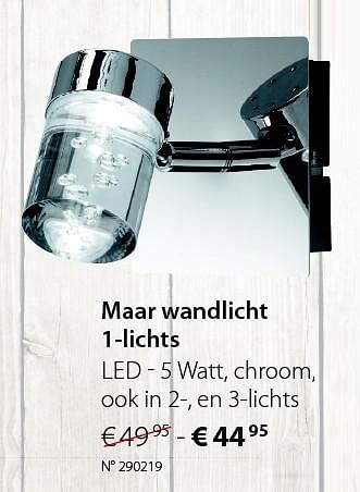 Promotions Maar wandlicht 1-lichts - Produit maison - Unikamp - Valide de 28/09/2015 à 25/10/2015 chez Unikamp