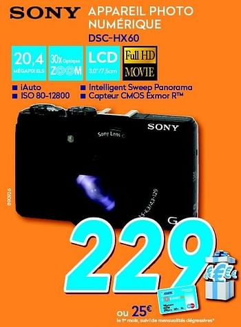 Promotions Sony appareil photo numérique dsc-hx60 - Sony - Valide de 28/09/2015 à 25/10/2015 chez Krefel