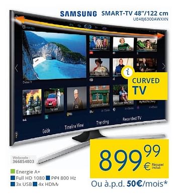 Promoties Samsung smart-tv 48``-122 cm ue48j6300awxxn - Samsung - Geldig van 01/10/2015 tot 31/10/2015 bij Eldi