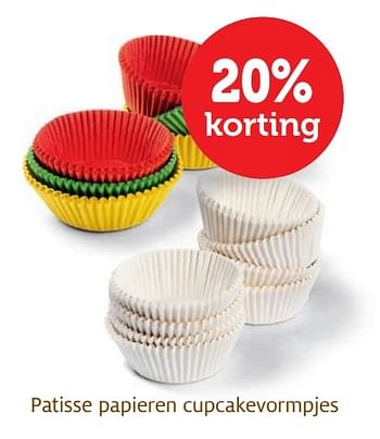 Promoties 20% korting patisse papieren cupcakevormpjes - Huismerk - Aveve - Geldig van 21/10/2015 tot 31/10/2015 bij Aveve