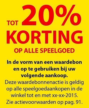 Promoties Tot 20% korting op alle speelgoed - Huismerk - Vatana - Geldig van 15/10/2015 tot 31/12/2015 bij Vatana