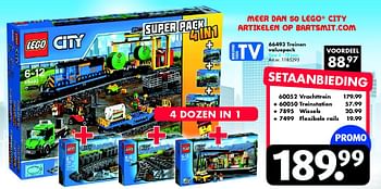 Promoties Vrachttrein + treinstation + wissels + flexibele rails - Lego - Geldig van 31/10/2015 tot 06/12/2015 bij Bart Smit