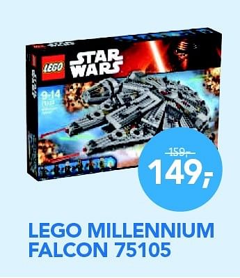 Promoties Lego millennium falcon 75105 - Lego - Geldig van 01/11/2015 tot 06/12/2015 bij Coolblue