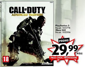 Promotions Xbox 360  call of duty advanced warfare - Activision - Valide de 31/10/2015 à 15/11/2015 chez Bart Smit