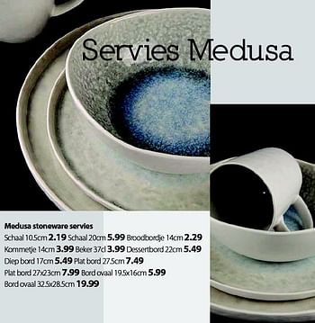 Promoties Medusa stoneware servies - Medusa - Geldig van 09/11/2015 tot 06/12/2015 bij Unikamp