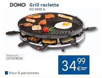 Promoties Domo grill raclette do 9038 g - Domo - Geldig van 02/11/2015 tot 30/11/2015 bij Eldi