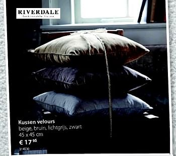 Promoties Kussen velours - Riverdale - Geldig van 16/11/2015 tot 14/12/2015 bij Unikamp