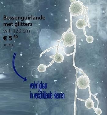 Promoties Bessenguirlande met glitters - Huismerk - Unikamp - Geldig van 16/11/2015 tot 14/12/2015 bij Unikamp