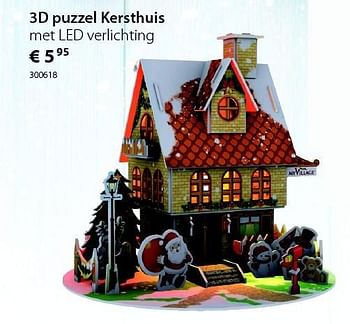 Promoties 3d puzzel kersthuis - Huismerk - Unikamp - Geldig van 16/11/2015 tot 14/12/2015 bij Unikamp