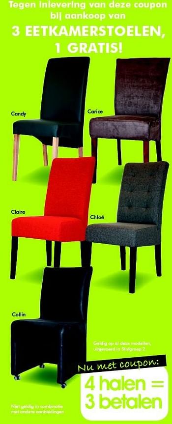 huid Varken variabel Huismerk - Seats and Sofas 3 eetkamerstoelen, 1 gratis - Promotie bij Seats  and Sofas