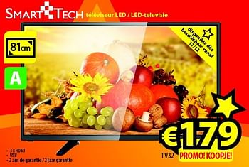 Promoties Smart tech téléviseur led - led-televisie tv32 - Smart Tech - Geldig van 23/11/2015 tot 31/12/2015 bij ElectroStock
