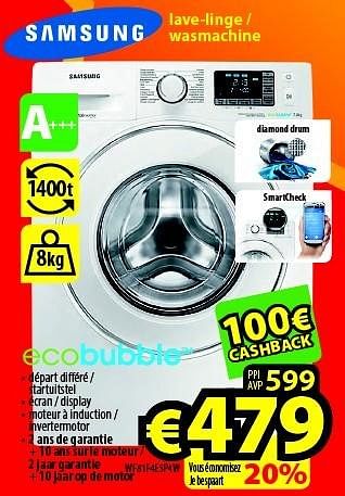 Promotions Samsung lave-linge - wasmachine wf81f4e5p4w - Samsung - Valide de 23/11/2015 à 31/12/2015 chez ElectroStock