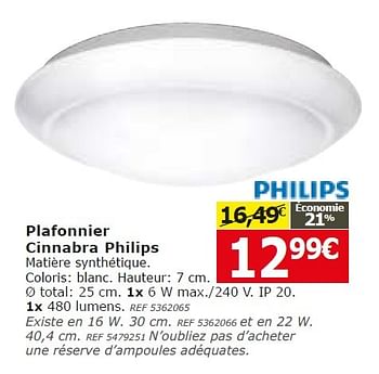 Promotions Plafonnier cinnabra philips - Philips - Valide de 18/11/2015 à 30/11/2015 chez BricoPlanit