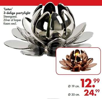 Promoties Lotus 3-delige partylight - Huismerk - Casa - Geldig van 20/11/2015 tot 13/12/2015 bij Casa
