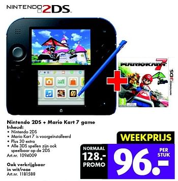Promoties Nintendo 2ds + mario kart 7 game - Nintendo - Geldig van 14/11/2015 tot 22/11/2015 bij Bart Smit