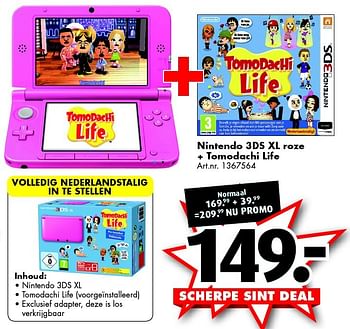 Promoties Nintendo 3ds xl roze + tomodachi life - Nintendo - Geldig van 21/11/2015 tot 06/12/2015 bij Bart Smit