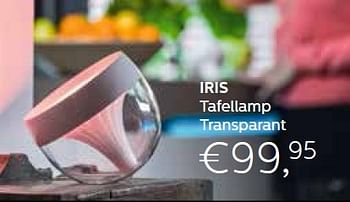 Promoties Iris tafellamp transparant - Huismerk - Domo Meubelen & Deco - Geldig van 01/11/2015 tot 31/12/2015 bij Domo Meubelen & Deco