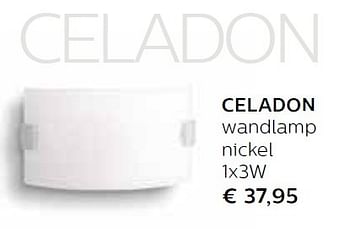 Promoties Celadon wandlamp nickel - Huismerk - Domo Meubelen & Deco - Geldig van 01/11/2015 tot 31/12/2015 bij Domo Meubelen & Deco