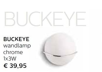 Promoties Buckeye wandlamp chrome - Huismerk - Domo Meubelen & Deco - Geldig van 01/11/2015 tot 31/12/2015 bij Domo Meubelen & Deco