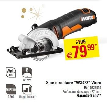 Promotions Scie circulaire wx423 worx - Worx - Valide de 08/12/2015 à 04/01/2016 chez Brico