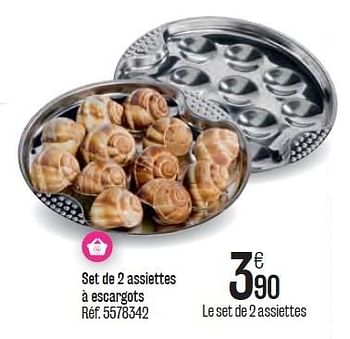 Promoties Set de 2 assiettes à escargots - Huismerk - Carrefour  - Geldig van 25/11/2015 tot 24/12/2015 bij Carrefour
