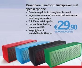 Promoties Draadbare bluetooth luidspreker met speakerphone - Antec - Geldig van 30/11/2015 tot 09/01/2016 bij Compudeals