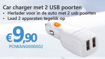 Promoties Car charger met 2 usb poorten - Antec - Geldig van 30/11/2015 tot 09/01/2016 bij Compudeals