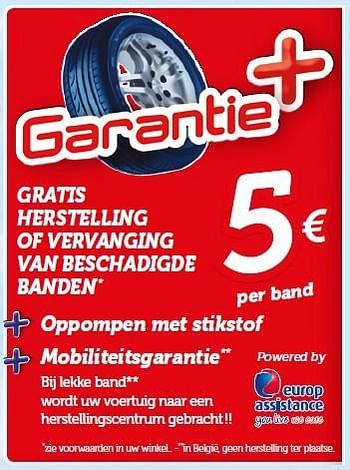 Promoties Gratis herstelling of vervanging van beschadigde banden - Huismerk - Auto 5  - Geldig van 09/12/2015 tot 17/01/2016 bij Auto 5