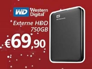 Promoties Externe hdd 750 gb - Western Digital - Geldig van 30/11/2015 tot 09/01/2016 bij Compudeals