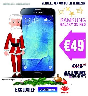Promotions Samsung galaxy s5 neo - Samsung - Valide de 01/12/2015 à 31/12/2015 chez The Phone House