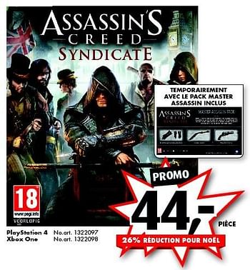 Promotions Assassin`s creed syndicate - Sony Computer Entertainment Europe - Valide de 12/12/2015 à 27/12/2015 chez Bart Smit
