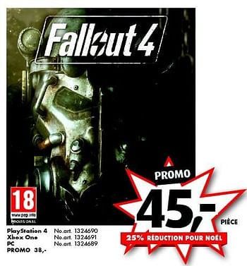 Promotions Fallout 4 - Bethesda Game Studios - Valide de 12/12/2015 à 27/12/2015 chez Bart Smit