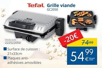 Promoties Tefal grille viande gc2050 - Tefal - Geldig van 14/12/2015 tot 31/12/2015 bij Eldi