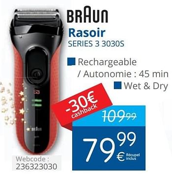 Promoties Braun rasoir series 3 3030s - Braun - Geldig van 14/12/2015 tot 31/12/2015 bij Eldi