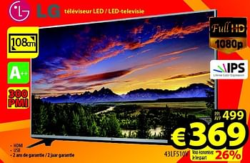Promoties Lg téléviseur led - led-televisie 43lf510v - LG - Geldig van 01/01/2016 tot 31/01/2016 bij ElectroStock