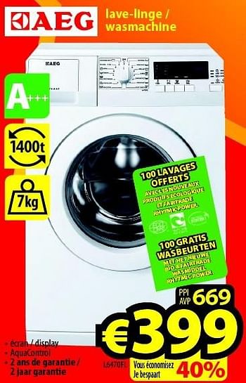 Promoties Aeg lave-linge - wasmachine l6470fl - AEG - Geldig van 01/01/2016 tot 31/01/2016 bij ElectroStock