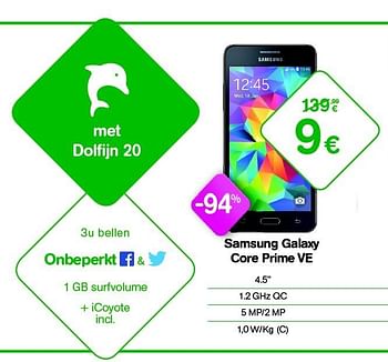 Promoties Samsung galaxy core prime ve - Samsung - Geldig van 02/01/2016 tot 31/01/2016 bij Orange