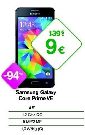 Promotions Samsung galaxy core prime ve - Samsung - Valide de 02/01/2016 à 31/01/2016 chez Orange