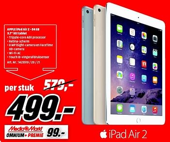 coupon limoen Spit Apple Apple ipad air 2 - 64 gb 9.7 ios tablet - Promotie bij Media Markt