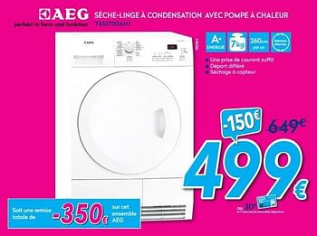 Promotions Aeg sèche-linge à condensation avec pompe à chaleur t65370dah1 - AEG - Valide de 02/01/2016 à 31/01/2016 chez Krefel