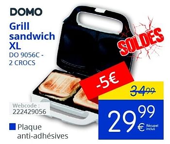 Promoties Domo grill sandwich xl do 9056c - 2 crocs - Domo - Geldig van 02/01/2016 tot 17/01/2016 bij Eldi