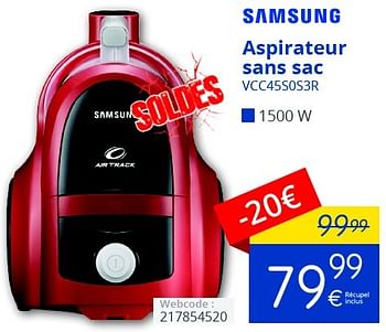 Promoties Samsung aspirateur sans sac vcc45s0s3r - Samsung - Geldig van 11/01/2016 tot 31/01/2016 bij Eldi