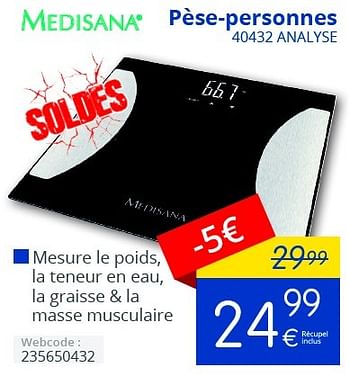 Promotions Medisana pèse-personnes 40432 analyse - Medisana - Valide de 11/01/2016 à 31/01/2016 chez Eldi