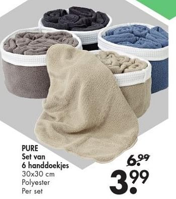 Promoties Pure set van 6 handdoekjes - Huismerk - Casa - Geldig van 01/01/2016 tot 24/01/2016 bij Casa