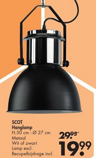 Promoties Scot hanglamp - Huismerk - Casa - Geldig van 01/01/2016 tot 24/01/2016 bij Casa