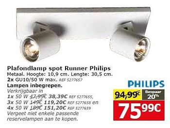 Promoties Plafondlamp spot runner philips - Philips - Geldig van 02/02/2016 tot 29/02/2016 bij BricoPlanit