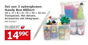 Promoties Set van 3 opbergboxen handy box allibert - Allibert - Geldig van 02/02/2016 tot 29/02/2016 bij BricoPlanit