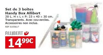 Promotions Set de 3 boîtes handy box allibert - Allibert - Valide de 02/02/2016 à 29/02/2016 chez BricoPlanit