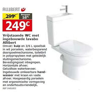 extase Skalk Sandalen Allibert Vrijstaande wc met ingebouwde lavabo allibert - Promotie bij  BricoPlanit
